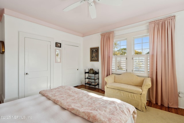 bedroom featuring ceiling fan