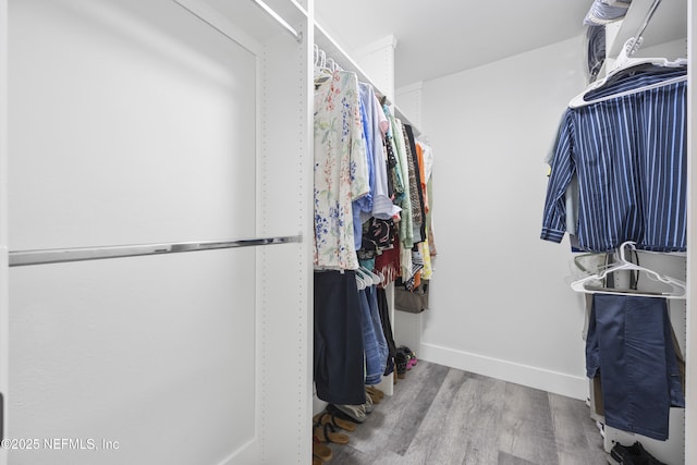 walk in closet featuring light wood-type flooring