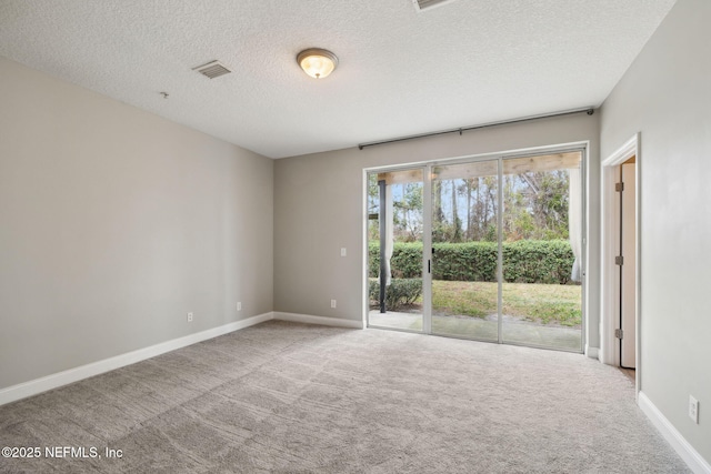 spare room with carpet and a textured ceiling