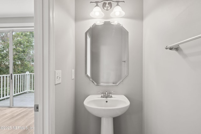 bathroom featuring hardwood / wood-style flooring