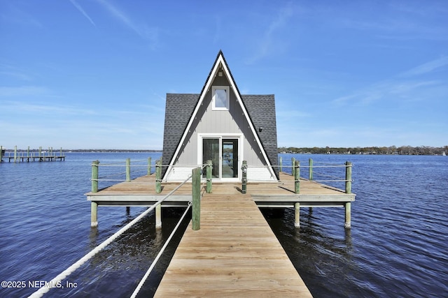 view of dock featuring a water view