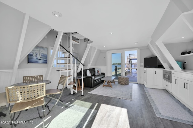 living room featuring dark hardwood / wood-style floors