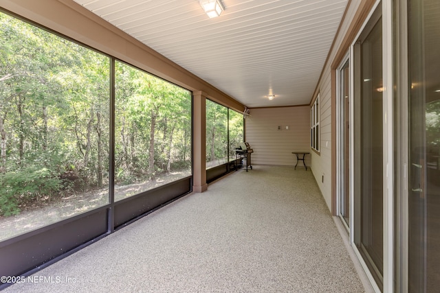 view of unfurnished sunroom