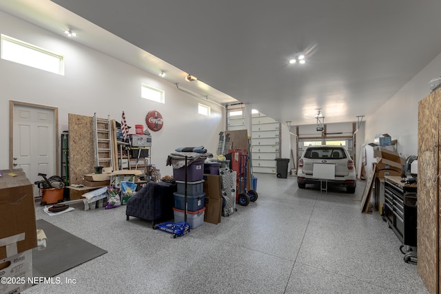 garage with a garage door opener