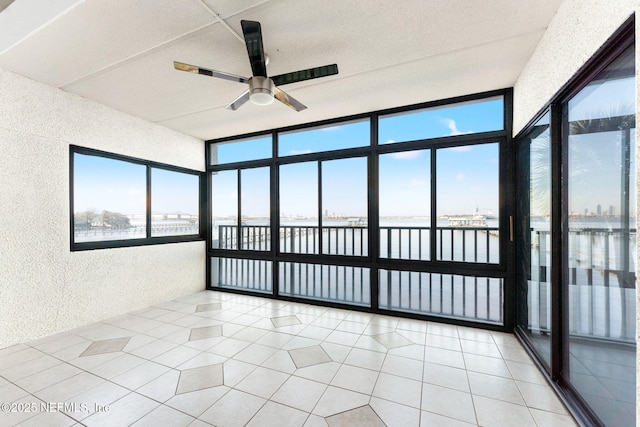 2280 Shepard St Unit 204, Jacksonville, FL 32211 - unfurnished sunroom with a water view and ceiling fan