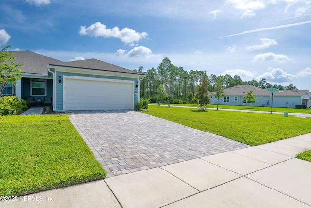 93 Curved Bay Trl, Ponte Vedra, FL 32081 - view of front of property featuring a front lawn, a garage, and decorative driveway