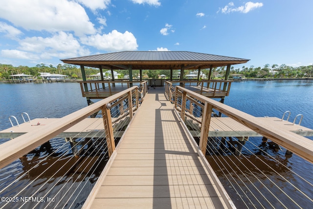 view of dock featuring a water view