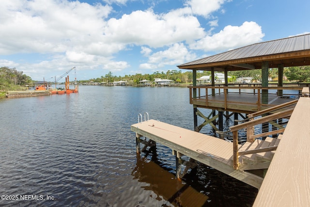 dock area featuring a water view