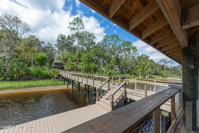 dock area featuring a water view