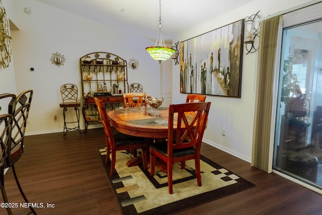 dining room with dark hardwood / wood-style flooring