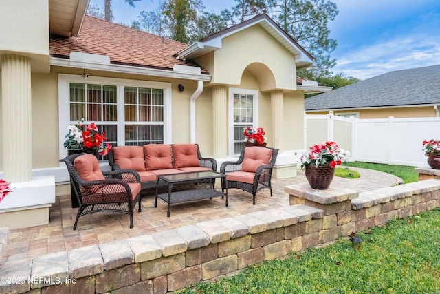 view of patio / terrace with an outdoor living space