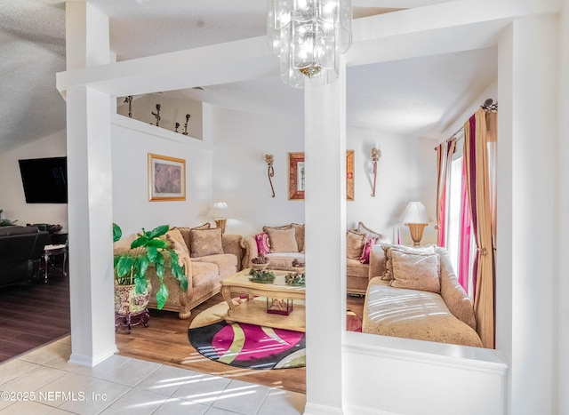 view of tiled living room