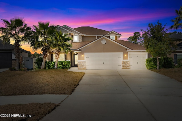 view of front of house with a garage