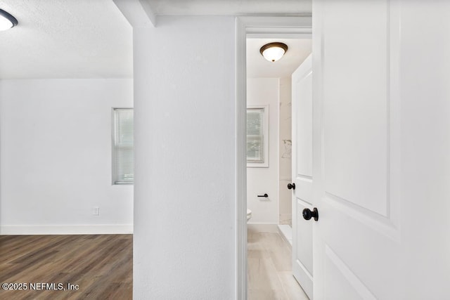 corridor featuring hardwood / wood-style floors