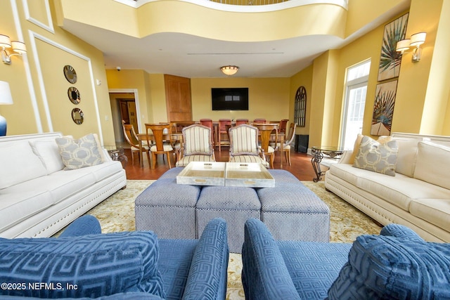 living room with wood-type flooring