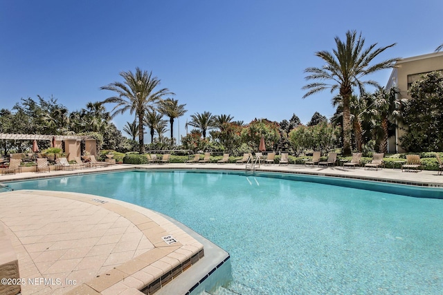 view of pool featuring a pergola