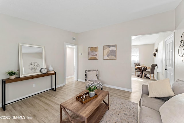 living room with light wood-type flooring