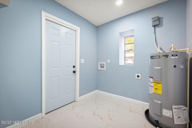 laundry area featuring washer hookup, electric water heater, and hookup for an electric dryer