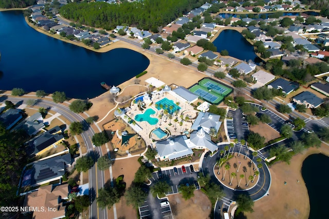 bird's eye view featuring a water view