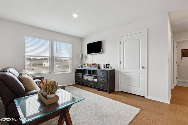 living room with light hardwood / wood-style floors