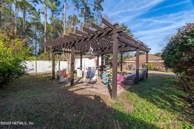 view of yard with a pergola