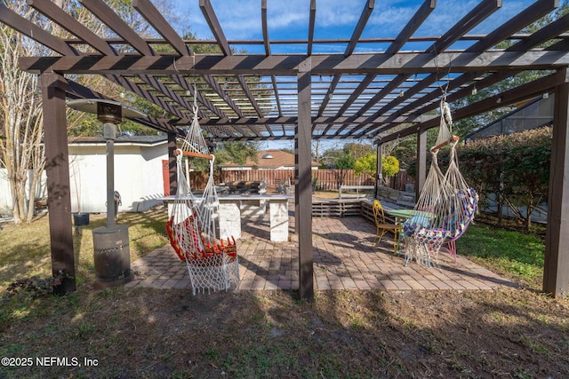 view of yard with a patio area and a pergola