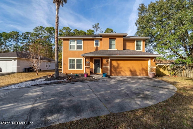 view of front of property with a garage