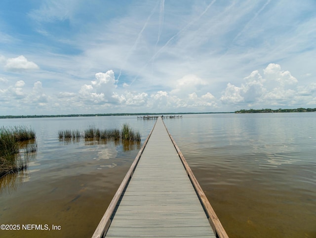 view of dock featuring a water view