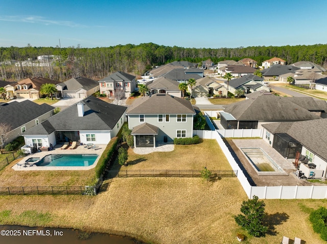 bird's eye view with a residential view