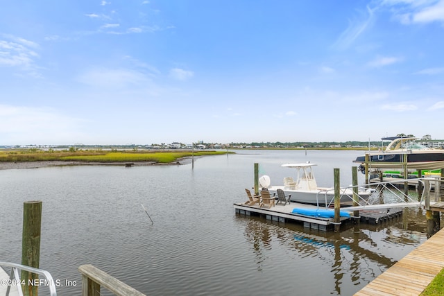 dock area featuring a water view