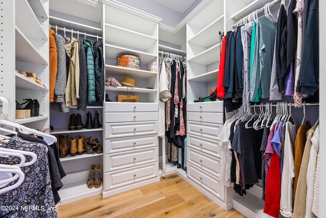 walk in closet featuring light wood-type flooring