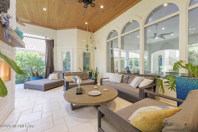 view of patio / terrace with ceiling fan and an outdoor hangout area