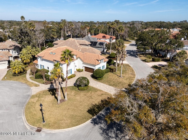 drone / aerial view with a residential view