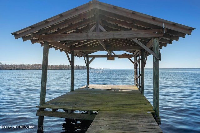 view of dock featuring a water view