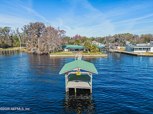 dock area featuring a water view