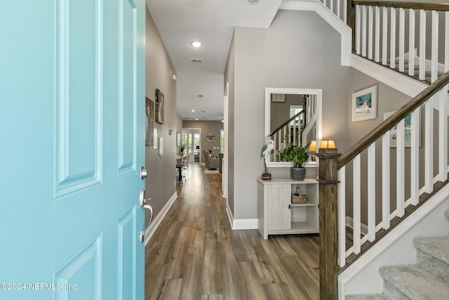 entrance foyer with hardwood / wood-style flooring