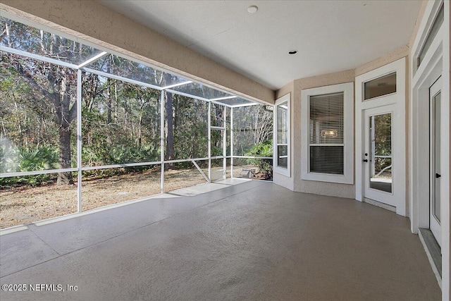 view of unfurnished sunroom