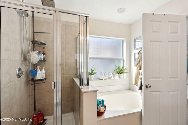 bathroom with plus walk in shower