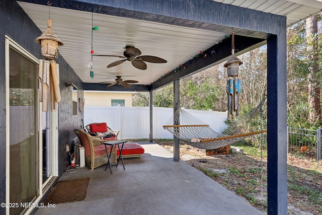 view of patio / terrace featuring ceiling fan