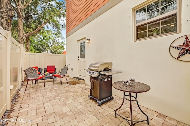 view of patio with area for grilling