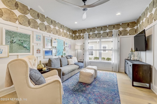 living room with light hardwood / wood-style floors