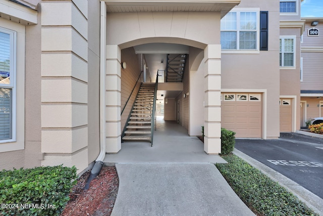 entrance to property with a garage