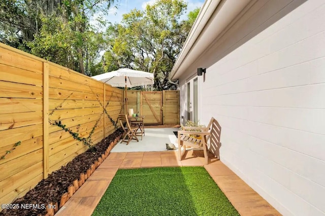 view of yard with a patio area