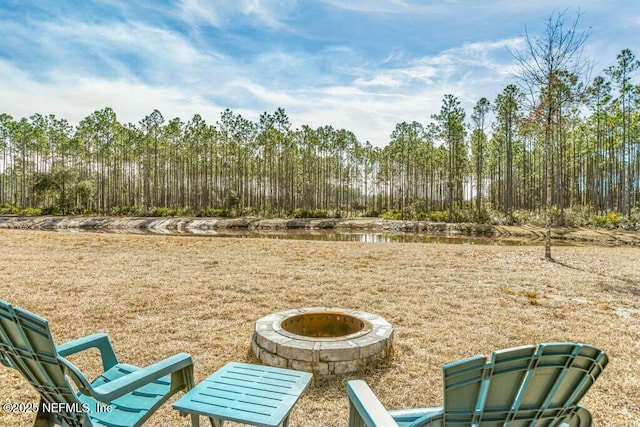 surrounding community featuring an outdoor fire pit