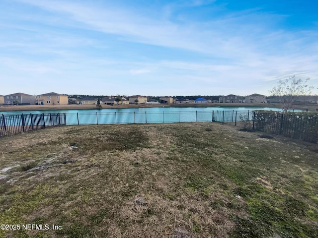 view of yard with a water view