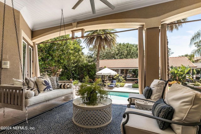 view of patio / terrace with outdoor lounge area and ceiling fan