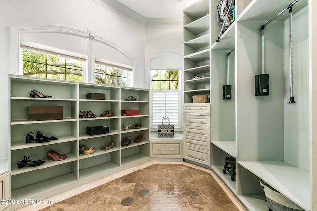 mudroom with ornamental molding