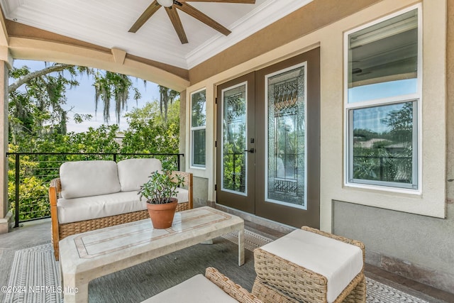 sunroom / solarium with french doors and a healthy amount of sunlight