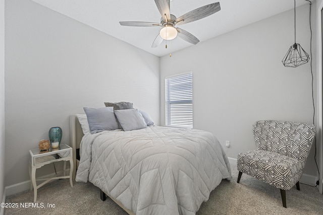 bedroom with carpet floors and ceiling fan