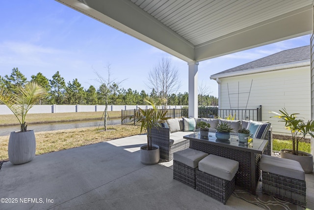 view of patio featuring an outdoor living space